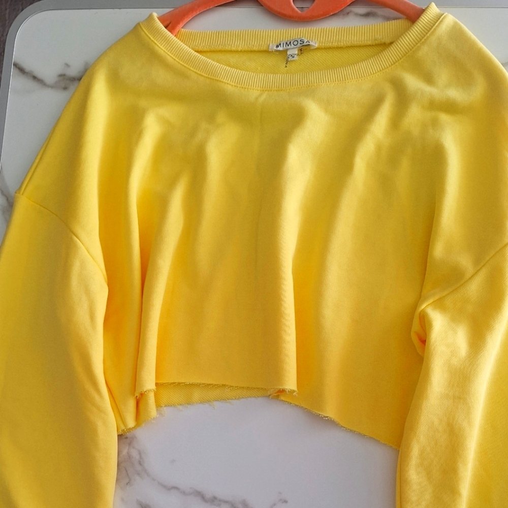 Bright Yellow Cropped Sweatshirt - Mimosa